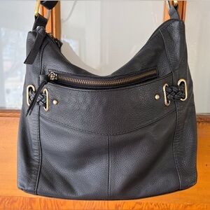 Vintage Great American Leather Works Black Leather Hobo Bag